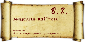 Benyovits Károly névjegykártya